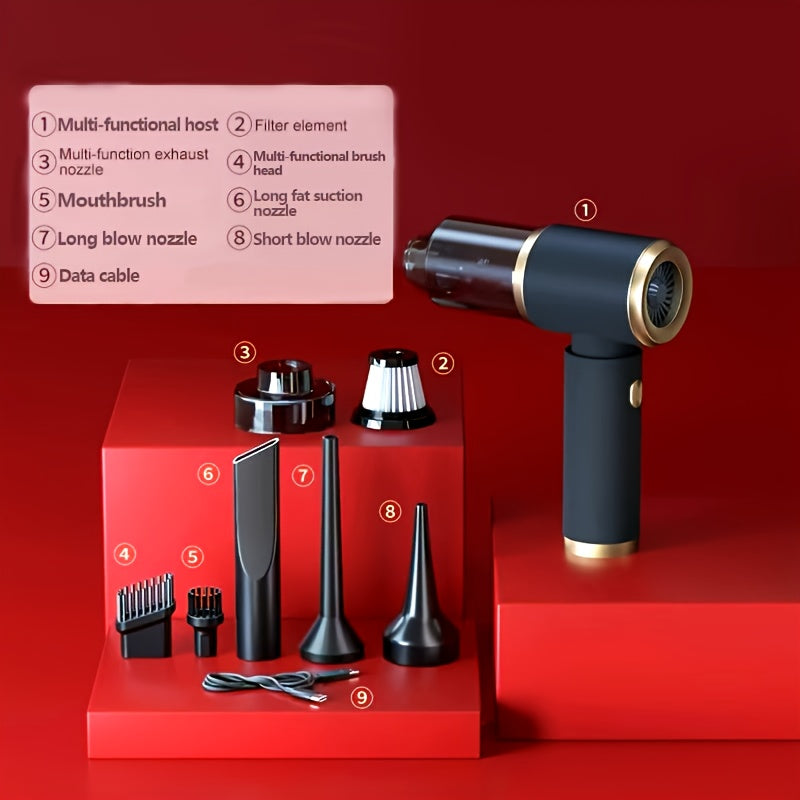 Mini - Auto-Staubsauger tragbar & aufladbar | 3-in-1: Staubsaugen, Luftbläser| 5000 PA Hochleistung |