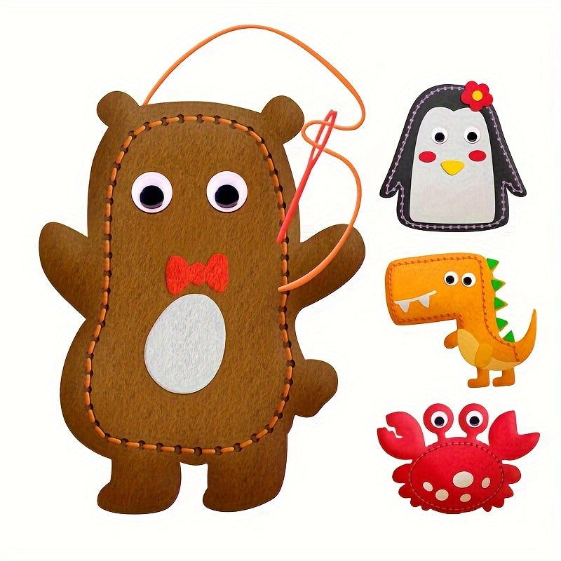 6 Stück DIY-Nähset für Kinder – Kreatives Bastelset aus Vliesstoff mit bunter Box, handgefertigtem Anhänger & Puppenornament