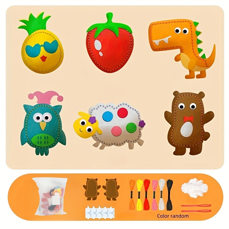 6 Stück DIY-Nähset für Kinder – Kreatives Bastelset aus Vliesstoff mit bunter Box, handgefertigtem Anhänger & Puppenornament
