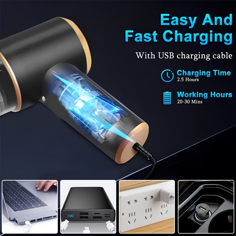 Mini - Auto-Staubsauger tragbar & aufladbar | 3-in-1: Staubsaugen, Luftbläser| 5000 PA Hochleistung |