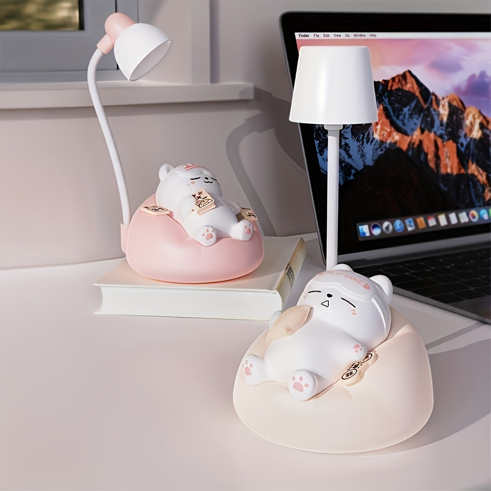 Weiche Katzen-Nachtlampe – USB wiederaufladbar, 3-stufig dimmbar, Nachttisch- & Büro-Dekoration,