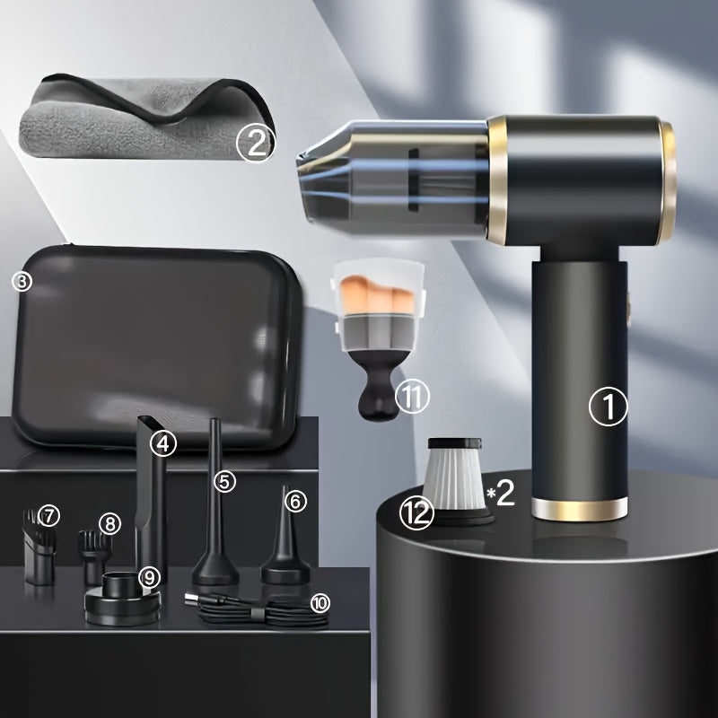 Mini - Auto-Staubsauger tragbar & aufladbar | 3-in-1: Staubsaugen, Luftbläser| 5000 PA Hochleistung |