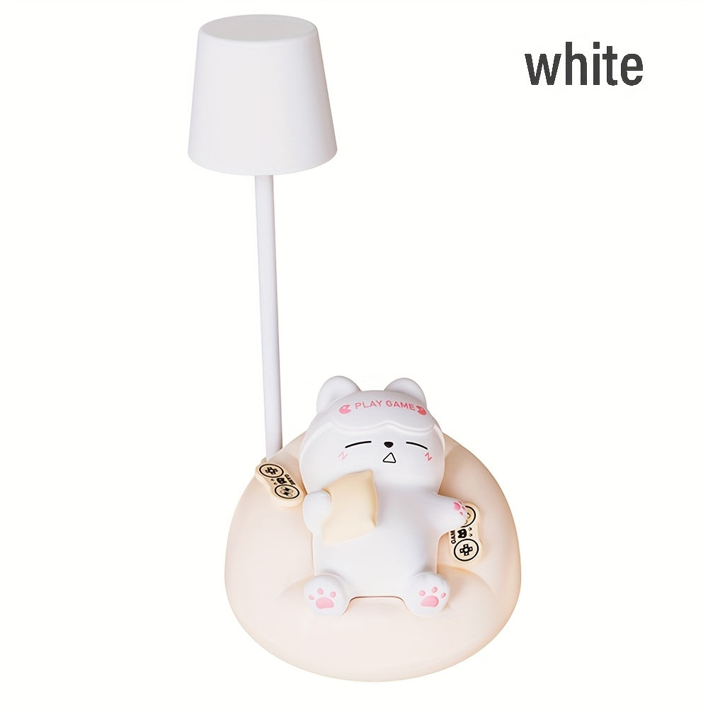 Weiche Katzen-Nachtlampe – USB wiederaufladbar, 3-stufig dimmbar, Nachttisch- & Büro-Dekoration,