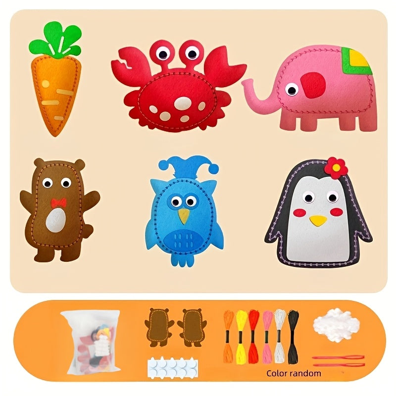 6 Stück DIY-Nähset für Kinder – Kreatives Bastelset aus Vliesstoff mit bunter Box, handgefertigtem Anhänger & Puppenornament