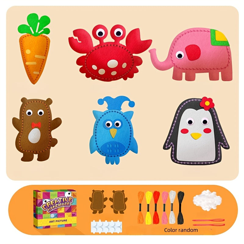 6 Stück DIY-Nähset für Kinder – Kreatives Bastelset aus Vliesstoff mit bunter Box, handgefertigtem Anhänger & Puppenornament