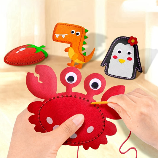 6 Stück DIY-Nähset für Kinder – Kreatives Bastelset aus Vliesstoff mit bunter Box, handgefertigtem Anhänger & Puppenornament