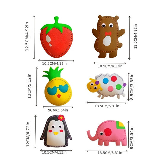 6 Stück DIY-Nähset für Kinder – Kreatives Bastelset aus Vliesstoff mit bunter Box, handgefertigtem Anhänger & Puppenornament