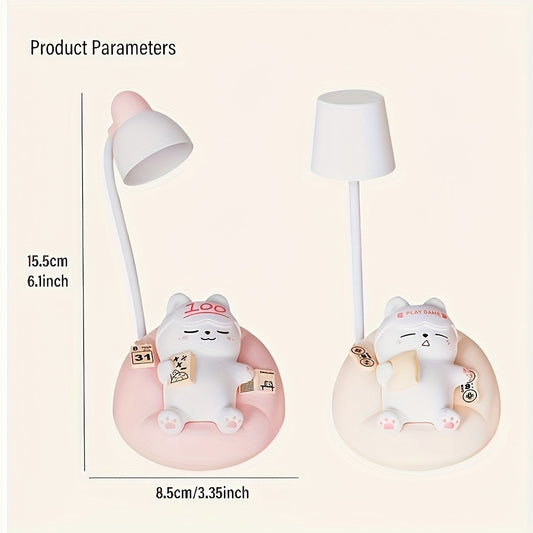 Weiche Katzen-Nachtlampe – USB wiederaufladbar, 3-stufig dimmbar, Nachttisch- & Büro-Dekoration,